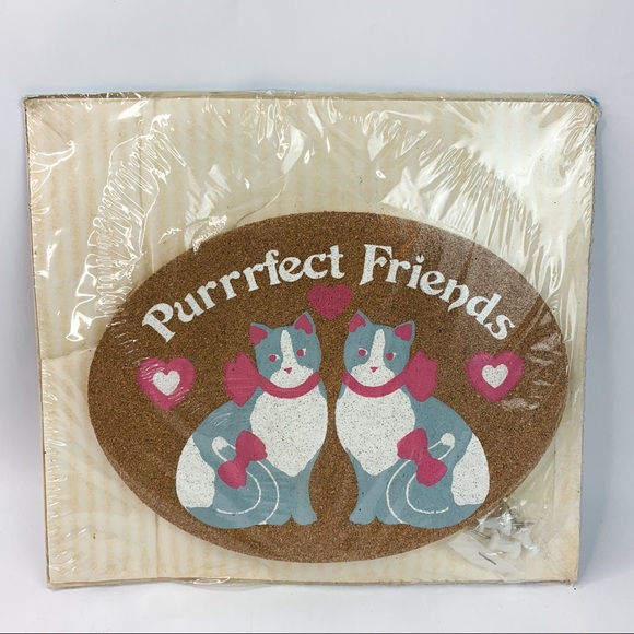 Vintage Happy Corkers Cats Purrrfect Corkboard - Picture 1 of 2